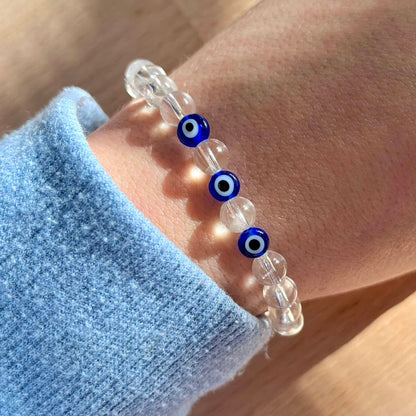 Protection Evil Eye Bracelet - Clear Quartz