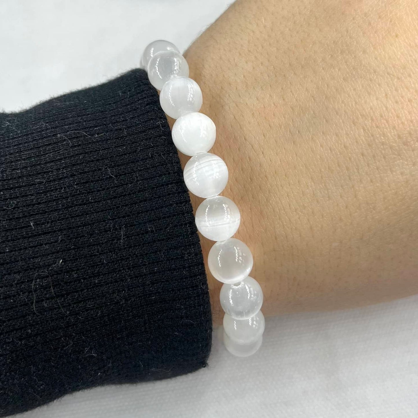 Selenite 8mm Beaded Bracelet - Purifying