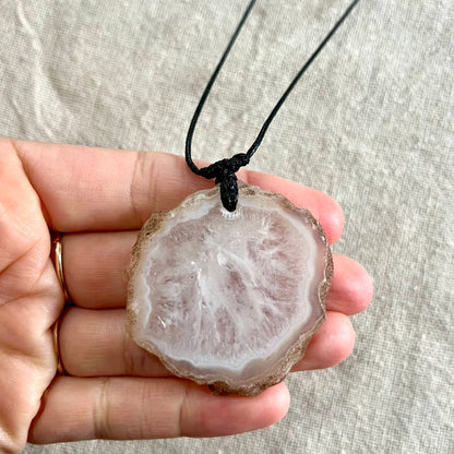 White Agate Slice Pendant - Soothing