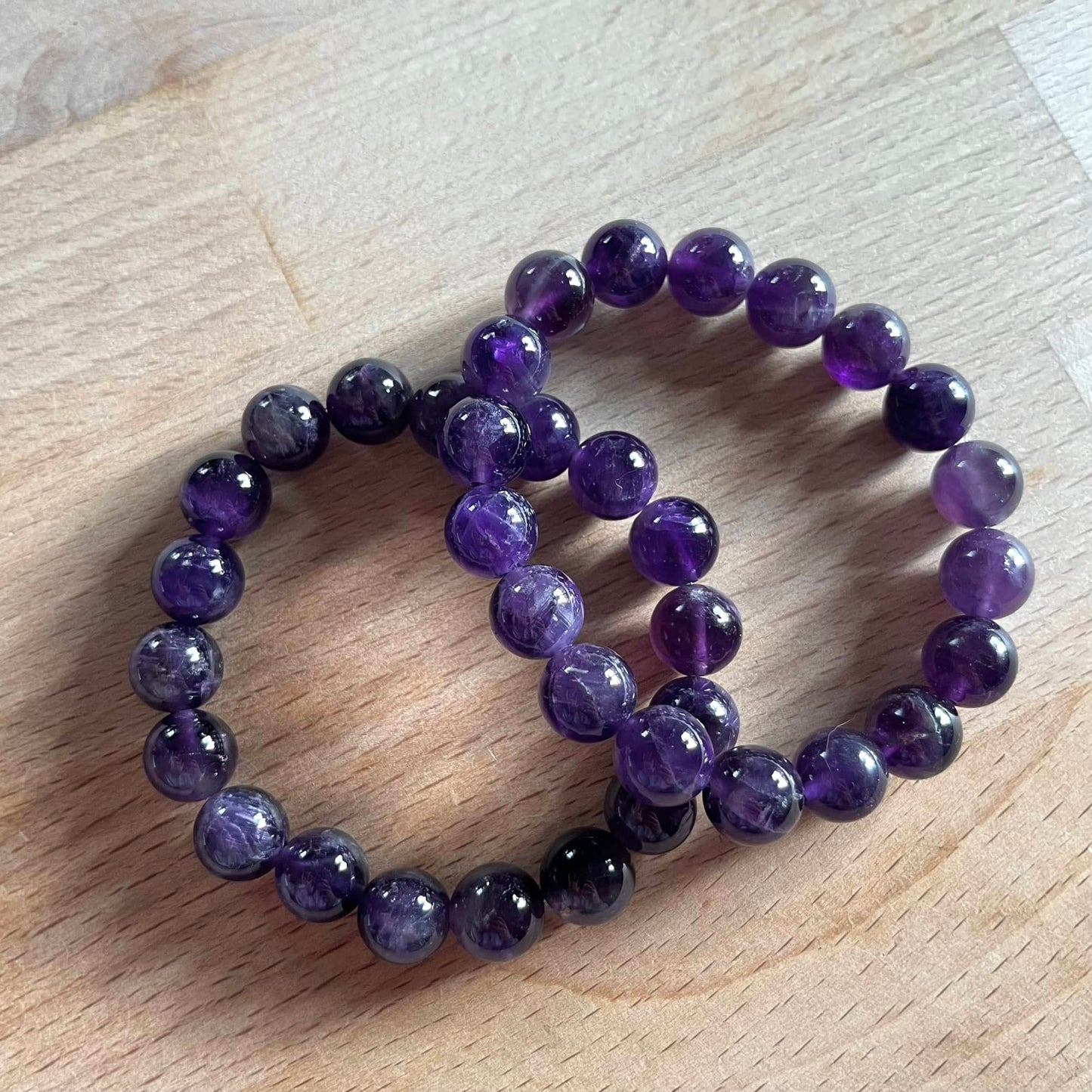 Amethyst 10mm Beaded Bracelet - Spiritual Protection