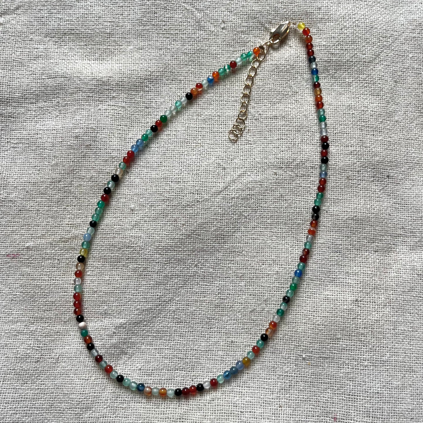 Coloured Agate 3mm Beaded Necklace - Stability