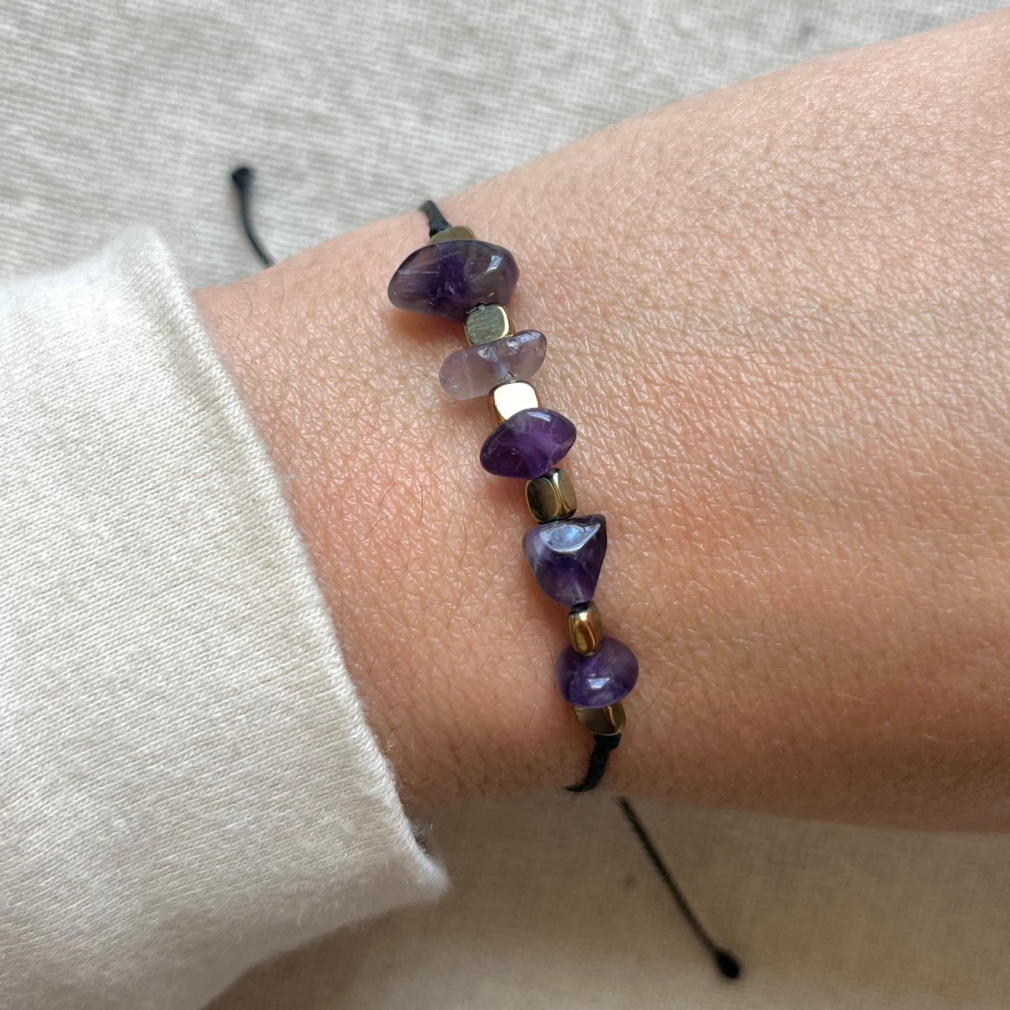 Amethyst & Hematite Cord Bracelet