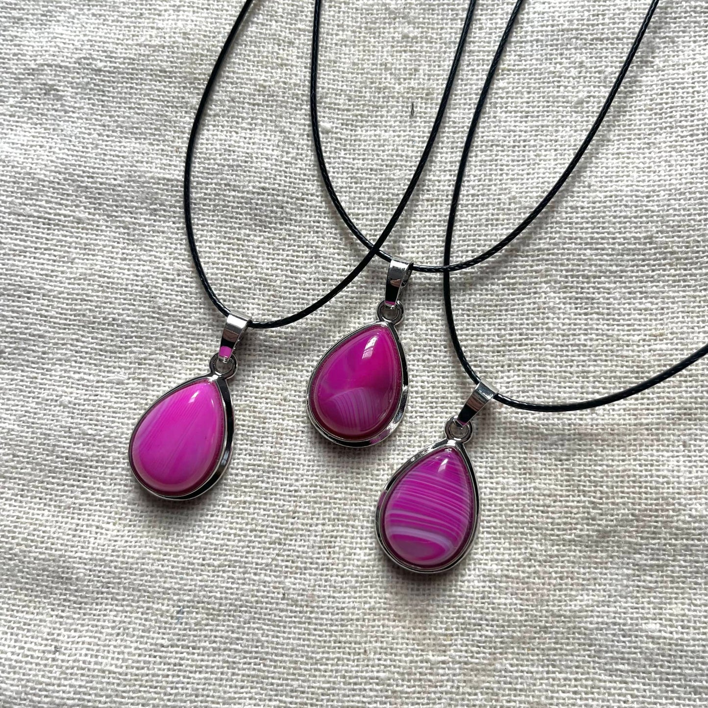 Teardrop Pendant - Pink Agate