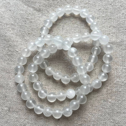 Selenite 8mm Beaded Bracelet - Purifying