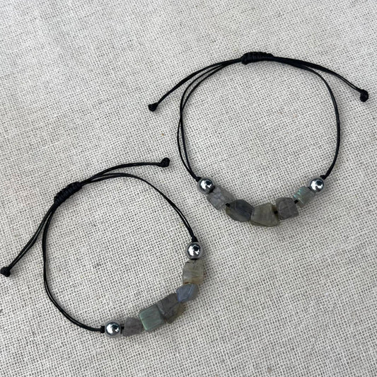 Labradorite & Hematite Cord Bracelet