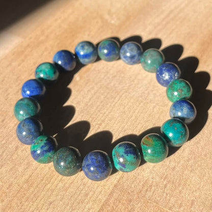 Chrysocolla Lapis Lazuli 10mm Beaded Bracelet - Harmony