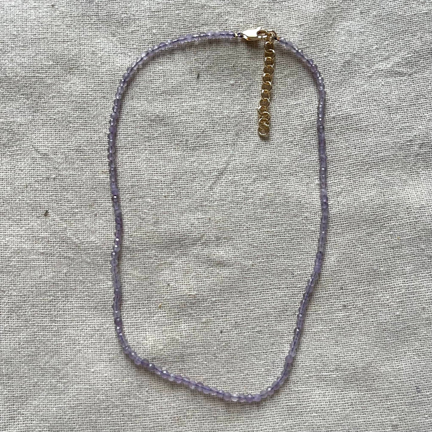 Amethyst 3mm Facet Beaded Necklace - Spiritual Protection