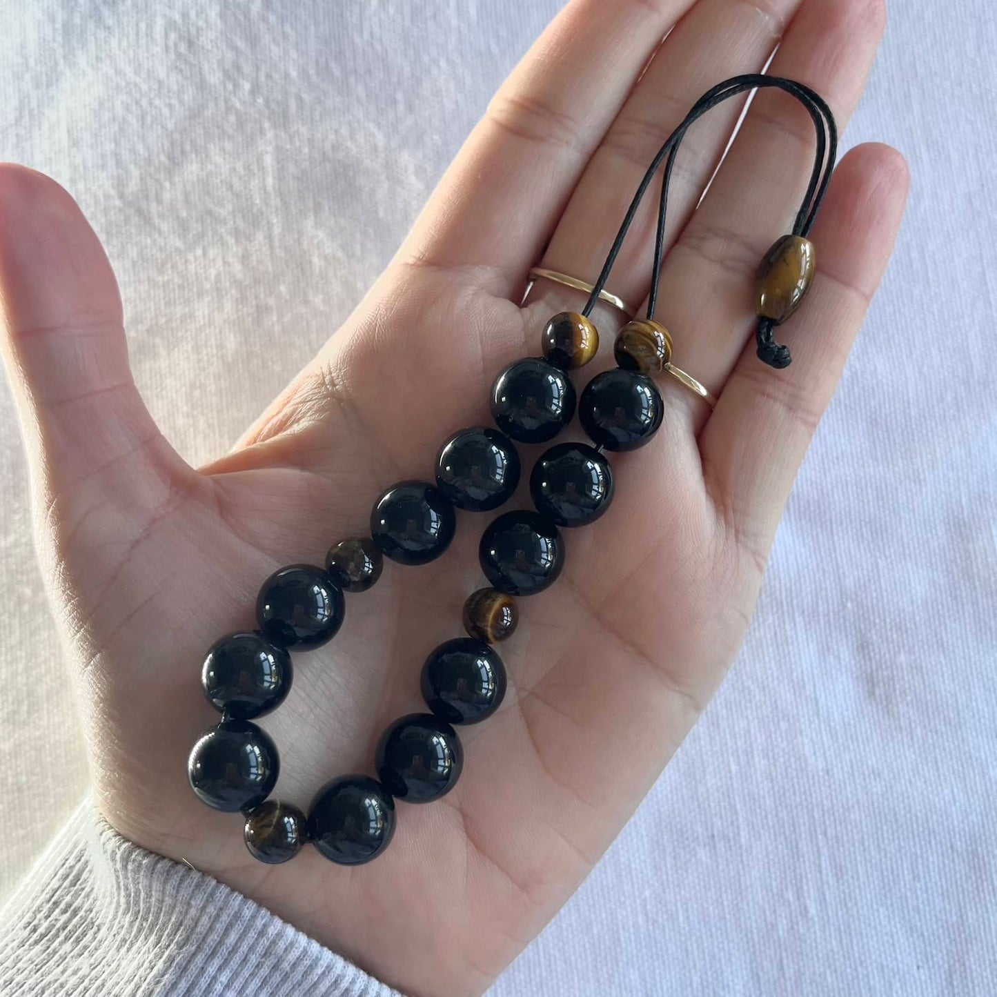 Komboloi Worry Bead Bracelet - Obsidian