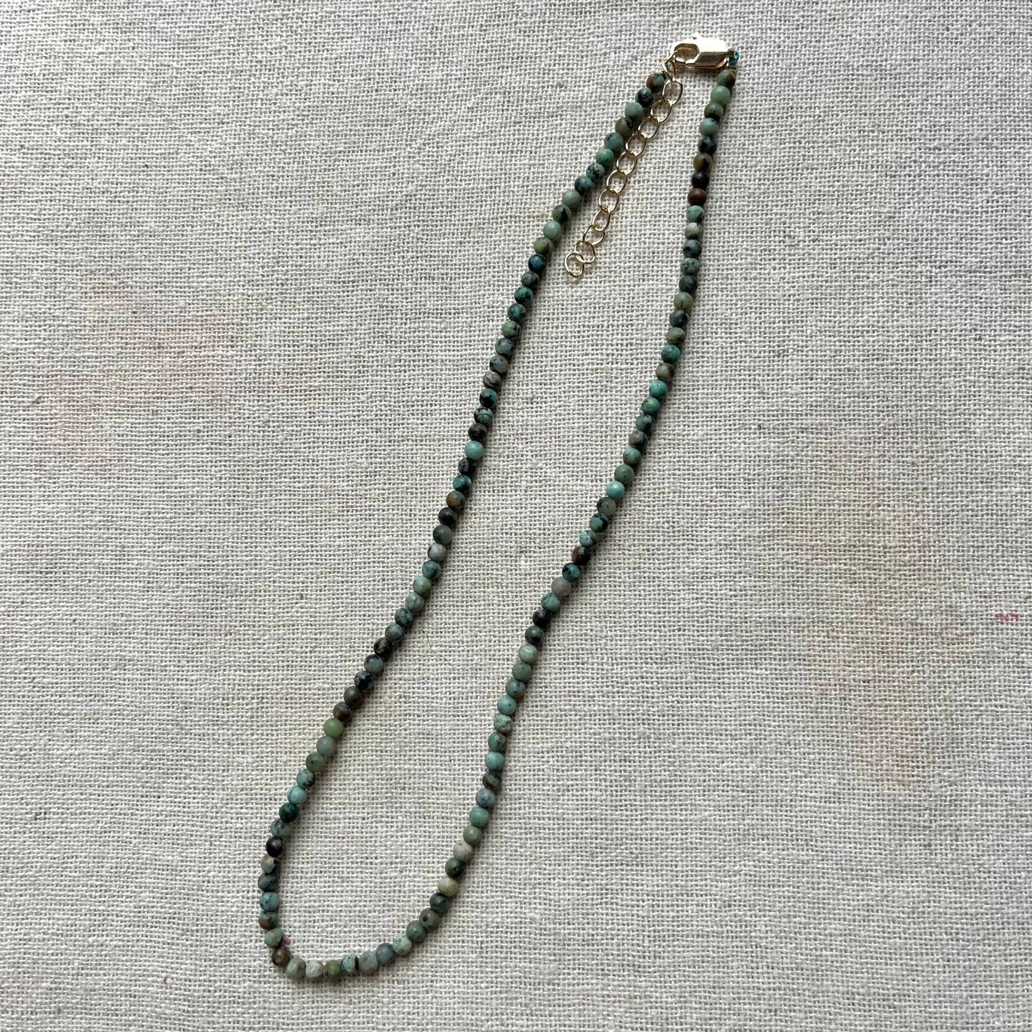 African Turquoise 3mm Beaded Necklace - Prosperity