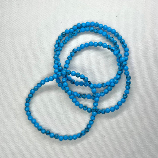 Turquoise 4mm Beaded Bracelet - Wisdom