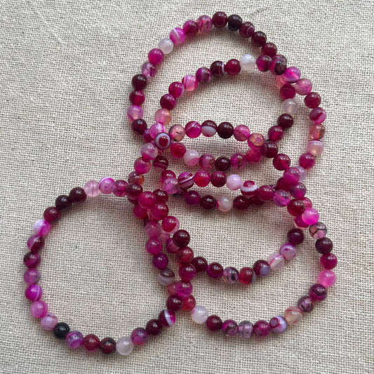 Pink Agate 6mm Beaded Bracelet - Harmony