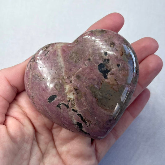 Rhodonite Heart Crystal - Large