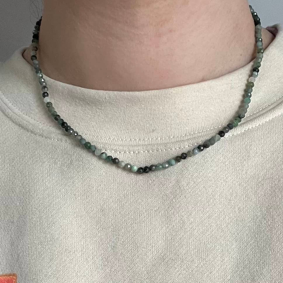 Emerald 3mm Facet Beaded Necklace - Renewal