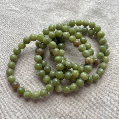 Green Jade 8mm Beaded Bracelet - Luck