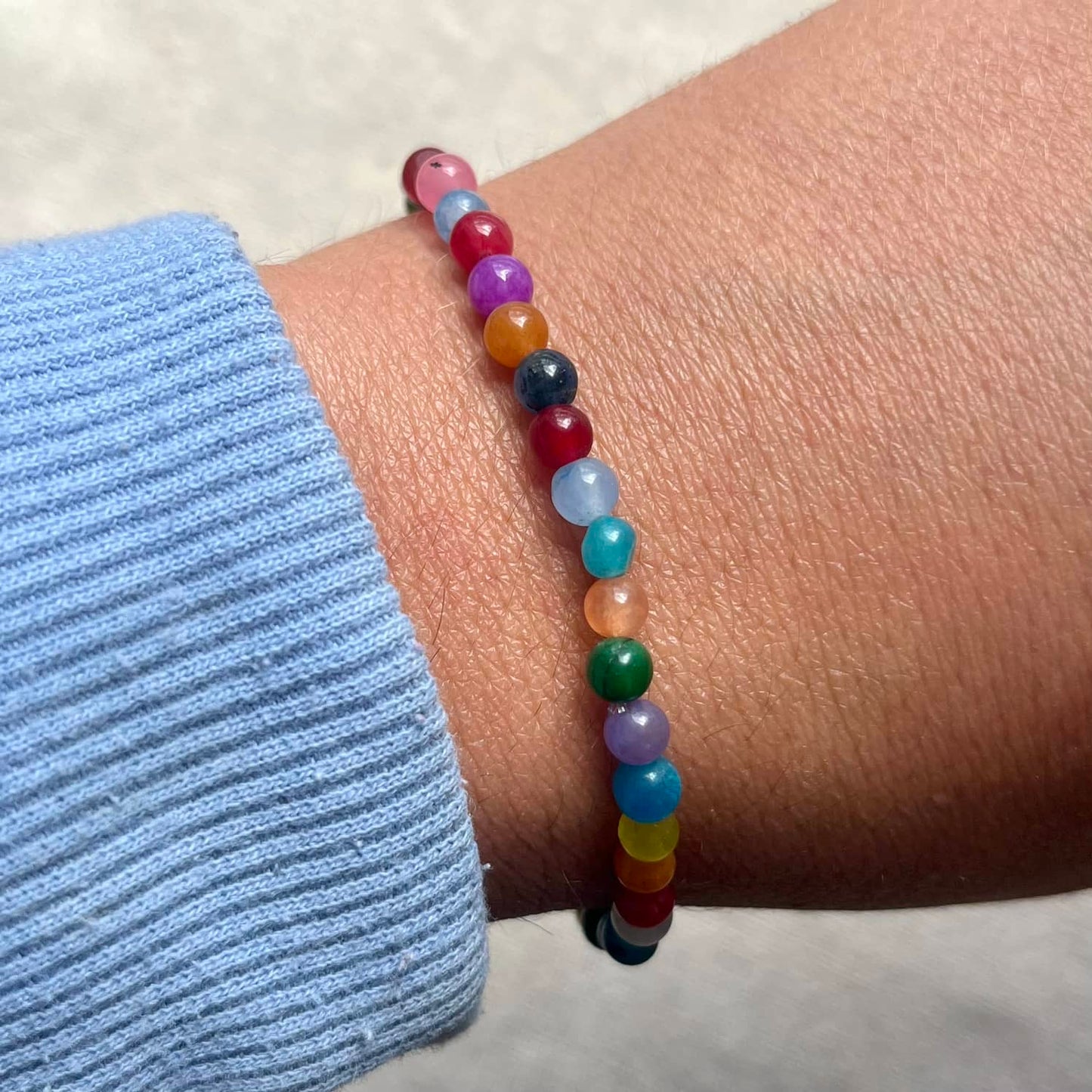 Coloured Agate 4mm Beaded Bracelet - Stability