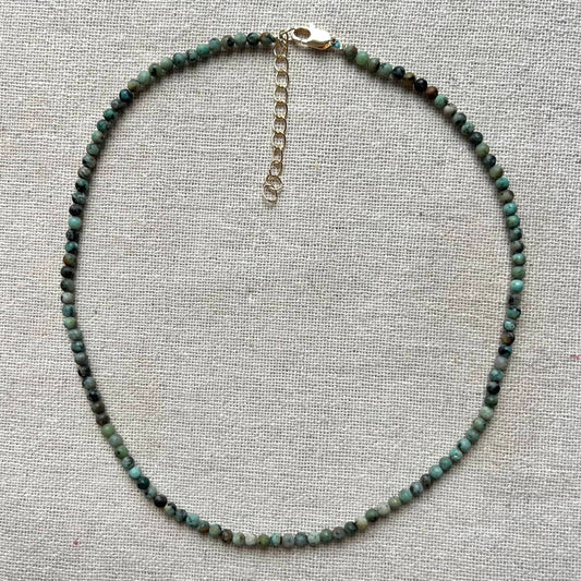 African Turquoise 3mm Beaded Necklace - Prosperity