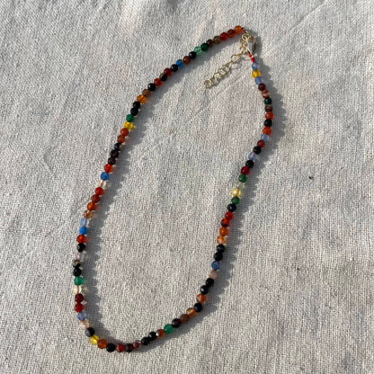 Coloured Agate 4mm Facet Beaded Necklace - Stability