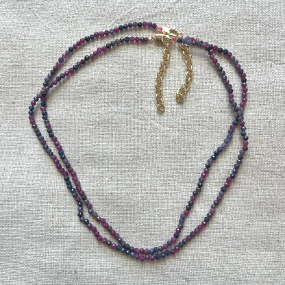 Ruby Sapphire 3mm Facet Beaded Necklace - Power