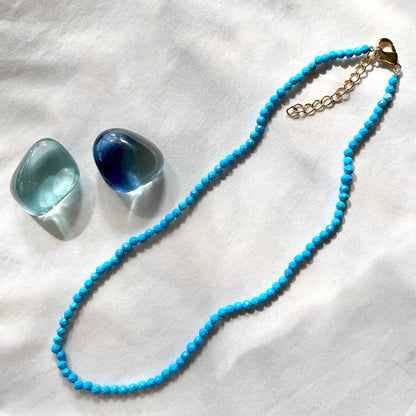 Turquoise 3mm Facet Beaded Necklace - Wisdom