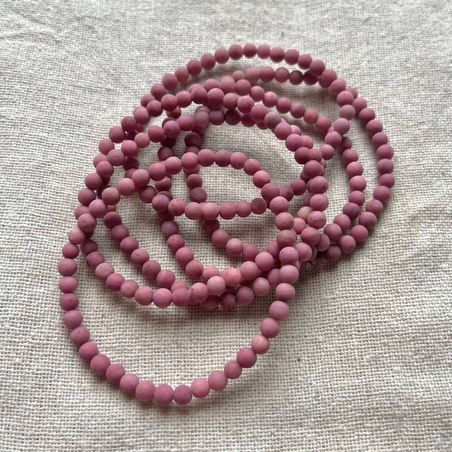 Rhodochrosite 4mm Beaded Bracelet - Compassion