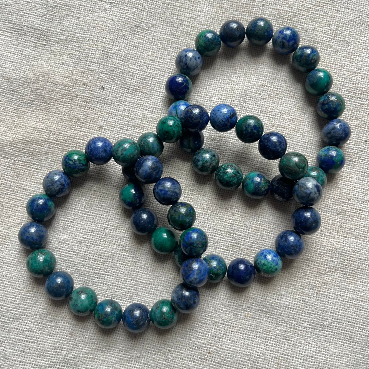 Chrysocolla Lapis Lazuli 10mm Beaded Bracelet - Harmony