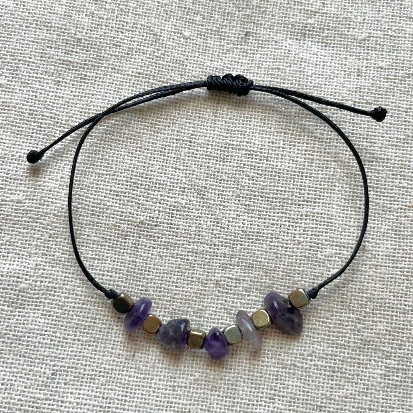 Amethyst & Hematite Cord Bracelet