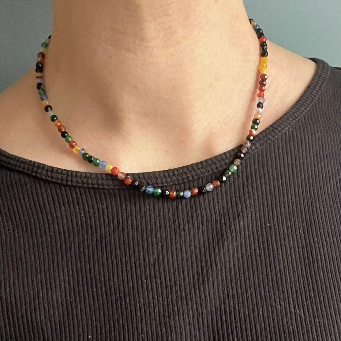 Coloured Agate 4mm Facet Beaded Necklace - Stability