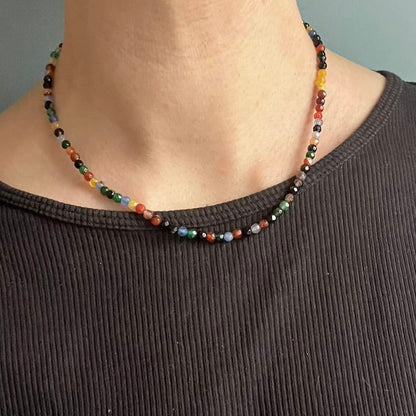 Coloured Agate 4mm Facet Beaded Necklace - Stability