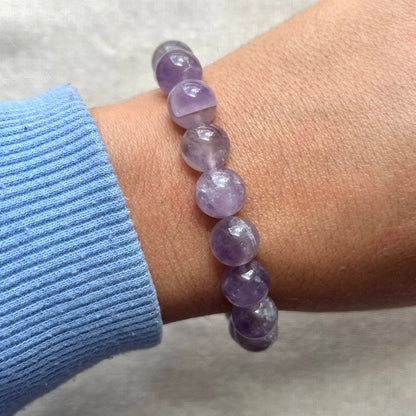 Lavender Amethyst 10mm Beaded Bracelet - Serenity