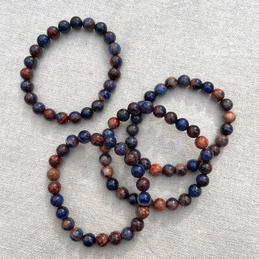 Orange Sodalite 8mm Beaded Bracelet - Stress Relief