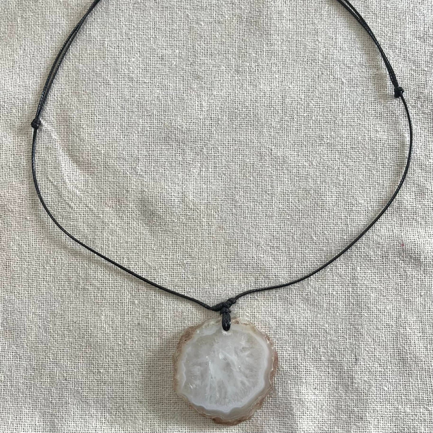 White Agate Slice Pendant - Soothing