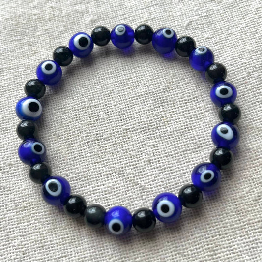 Eyes of Protection Bracelet - Obsidian