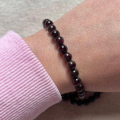 Garnet 6mm Beaded Bracelet - Passion