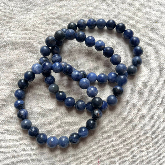 Sodalite 8mm Beaded Bracelet - Stress Relief