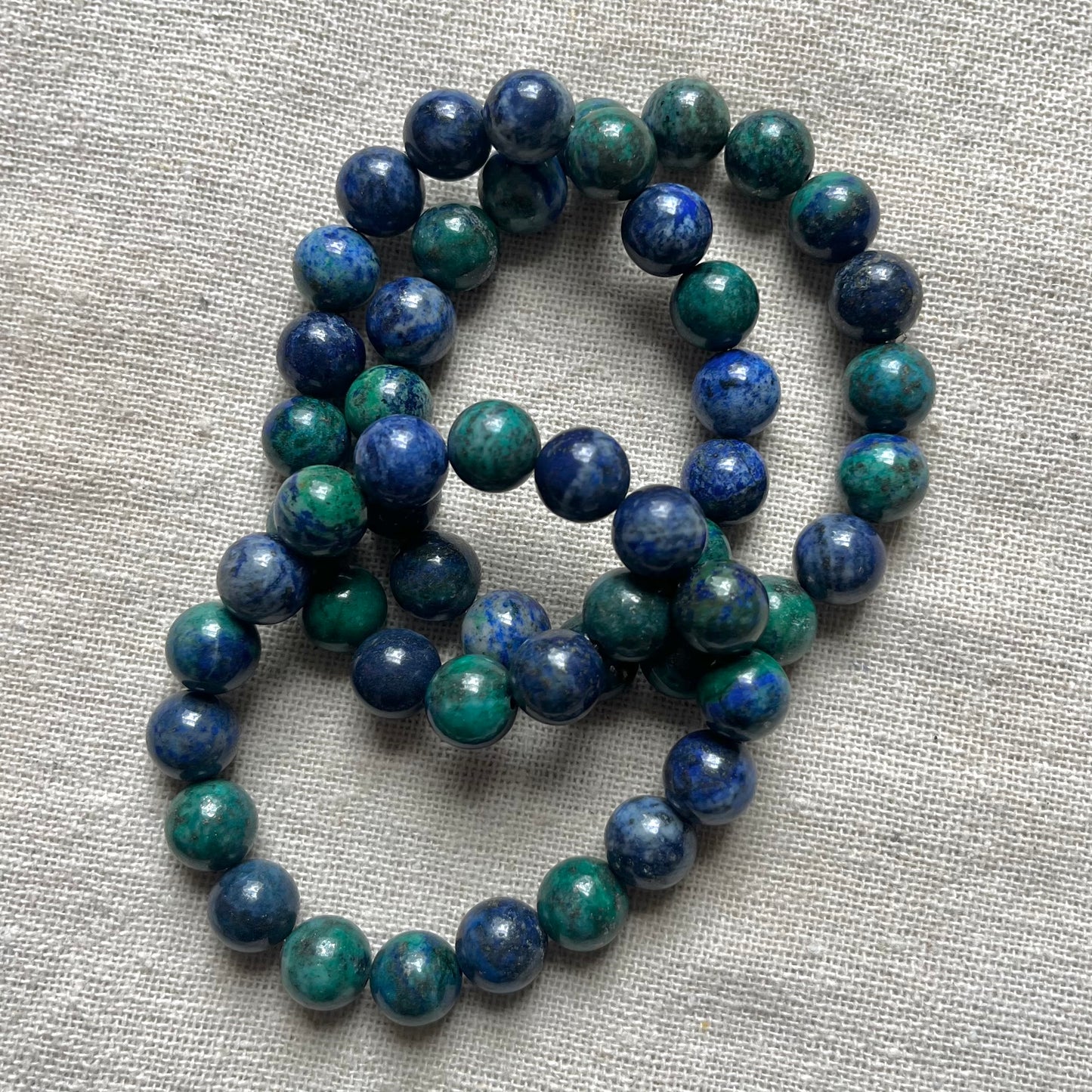 Chrysocolla Lapis Lazuli 10mm Beaded Bracelet - Harmony