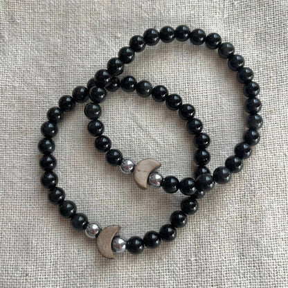 Lucky Moon Bracelet - Obsidian