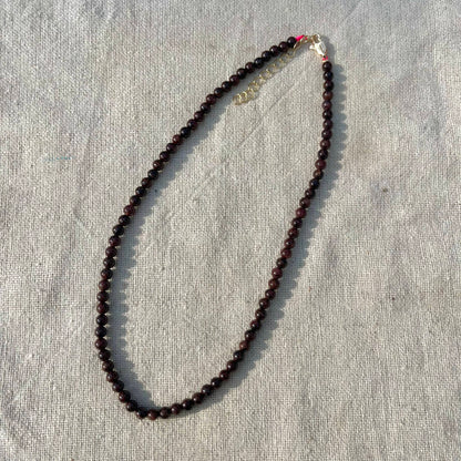 Garnet 4mm Beaded Necklace - Passion