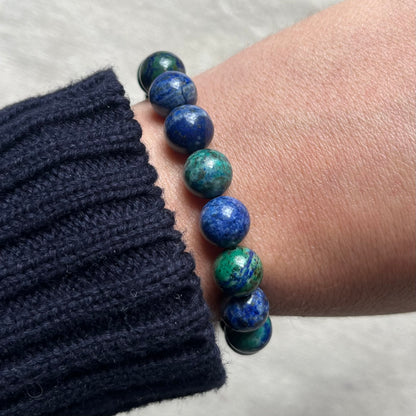 Chrysocolla Lapis Lazuli 10mm Beaded Bracelet - Harmony