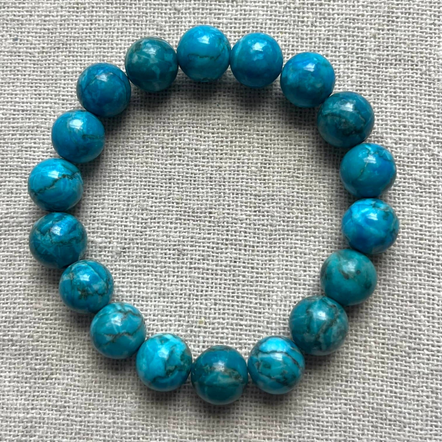 Blue Turquoise 10mm Beaded Bracelet - Wisdom