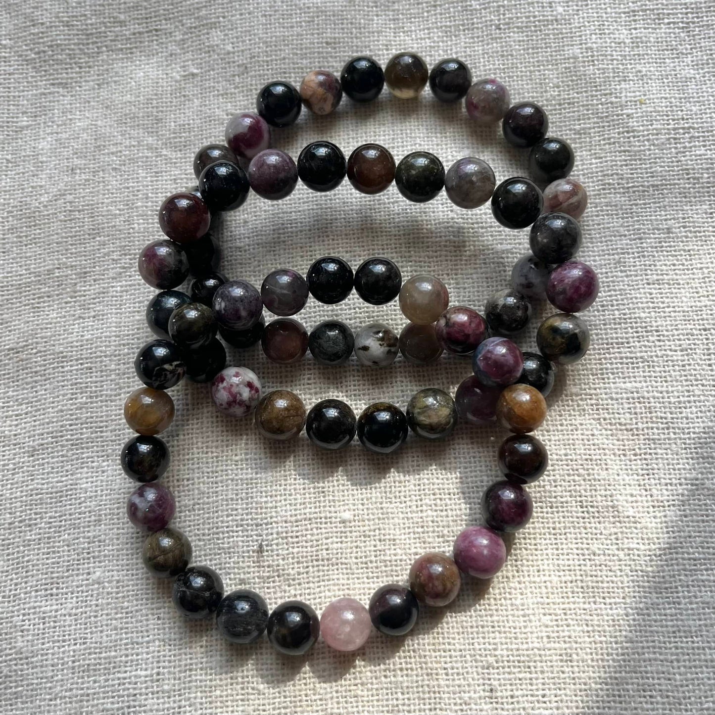 Watermelon Tourmaline 8mm Beaded Bracelet - Heart Centre