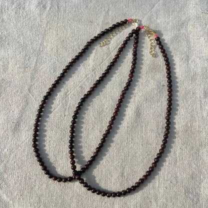 Garnet 4mm Beaded Necklace - Passion