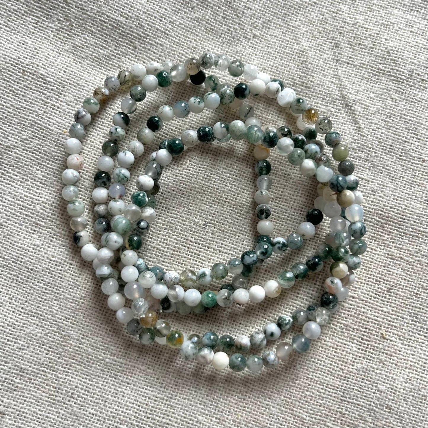 Tree Agate 4mm Beaded Bracelet - Grounding