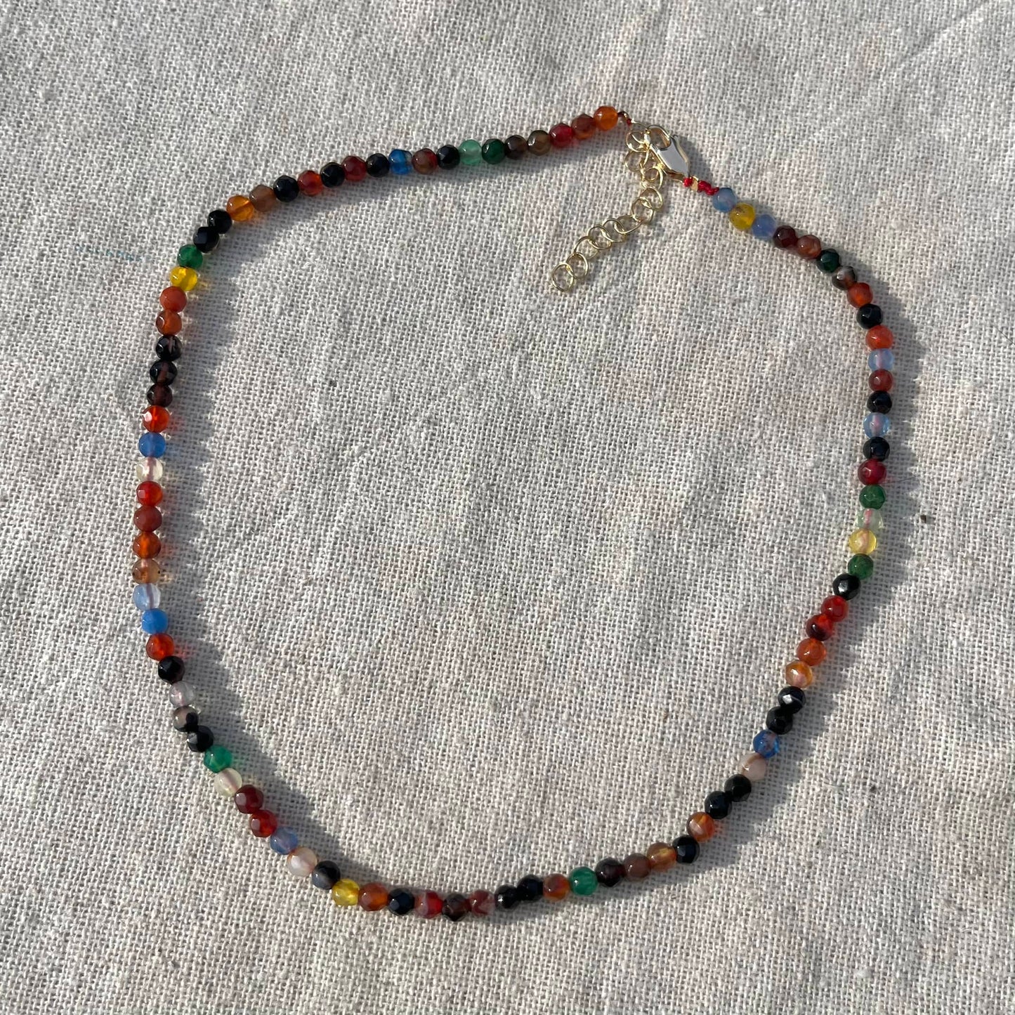 Coloured Agate 4mm Facet Beaded Necklace - Stability