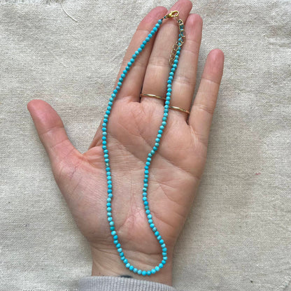 Turquoise 3mm Facet Beaded Necklace - Wisdom