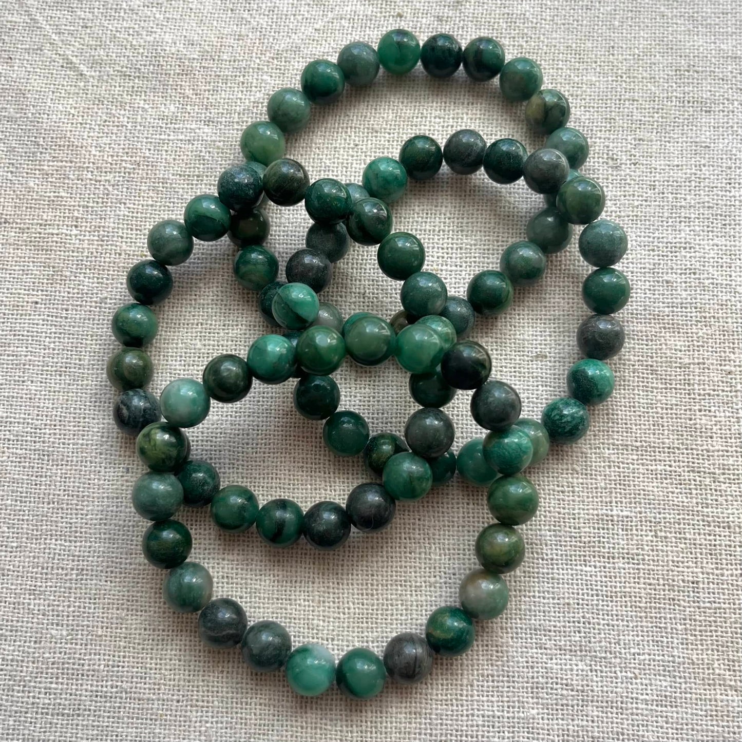 Green Jade 8mm Beaded Bracelet - Luck