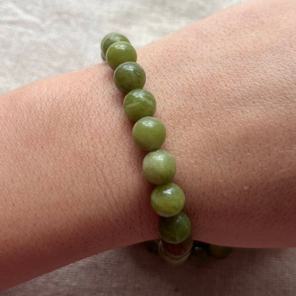 Green Jade 8mm Beaded Bracelet - Luck