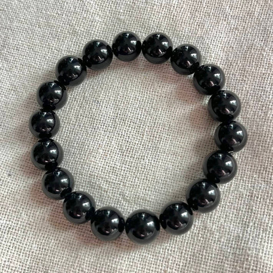 Black Tourmaline 10mm Beaded Bracelet - Purification