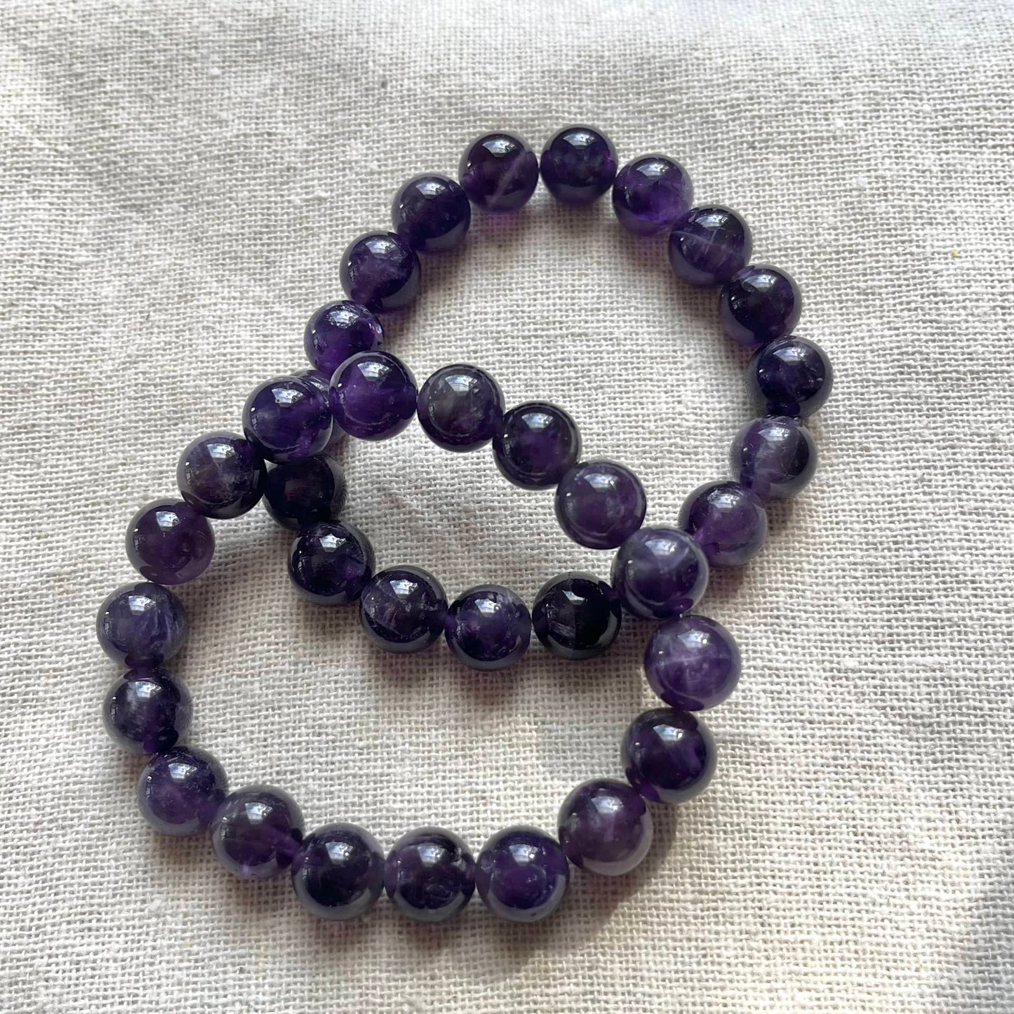 Amethyst 10mm Beaded Bracelet - Spiritual Protection