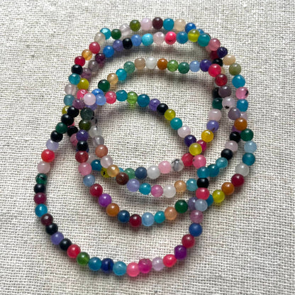 Coloured Agate 4mm Beaded Bracelet - Stability