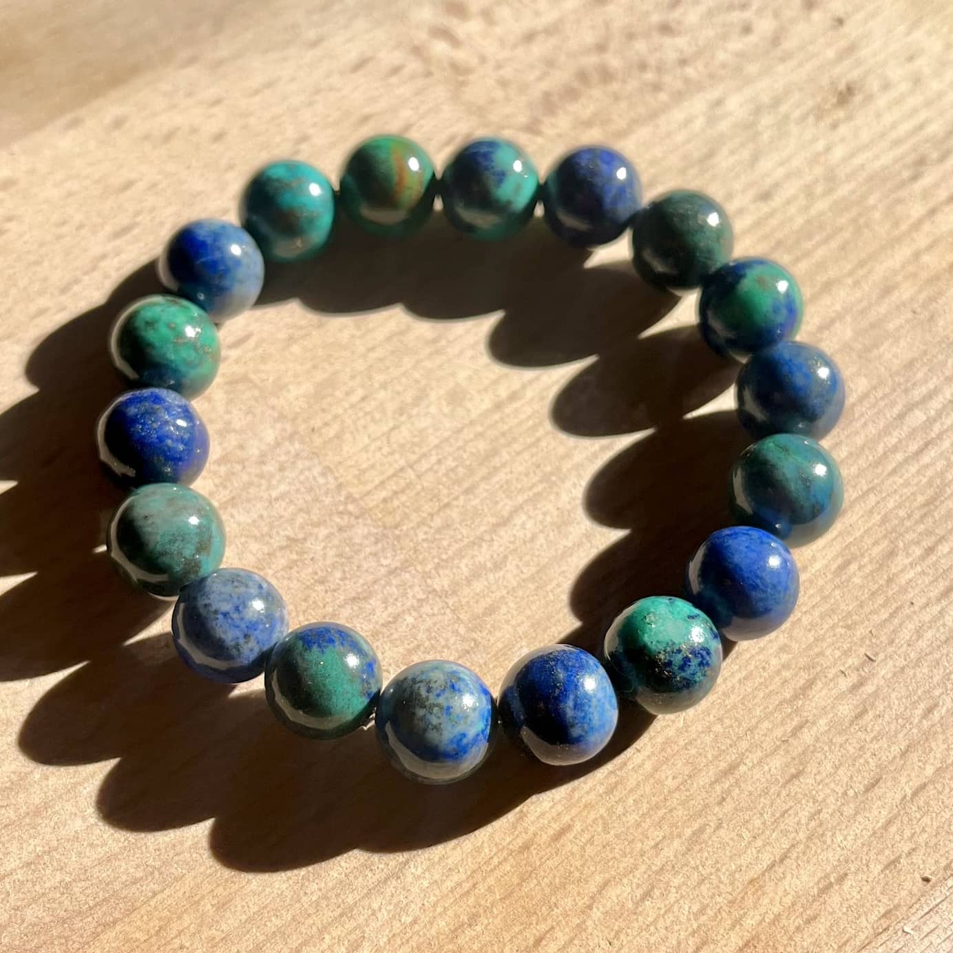 Chrysocolla Lapis Lazuli 10mm Beaded Bracelet - Harmony